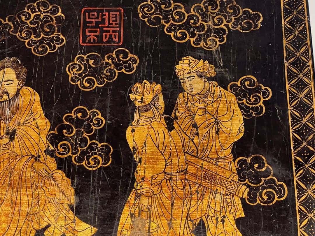 French Chinoiserie Black Lacquer and Gilt Panel - Image 11