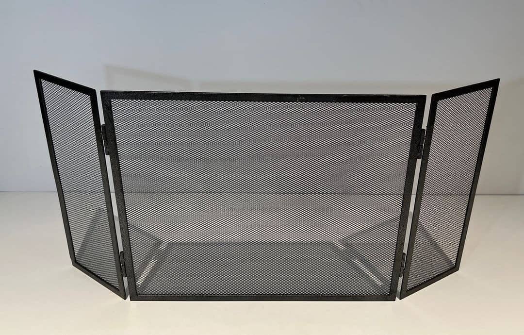 Blackened Steel Three-Panel Fireplace Screen - Alt View - Styylish