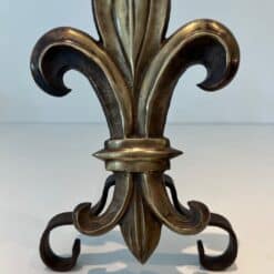 French Fleur-de-Lys Bronze Andirons - Fleur-de-Lys Detail - Styylish