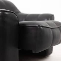 De Sede Black Leather Armchair and Ottoman - Cushion Detail - Styylish