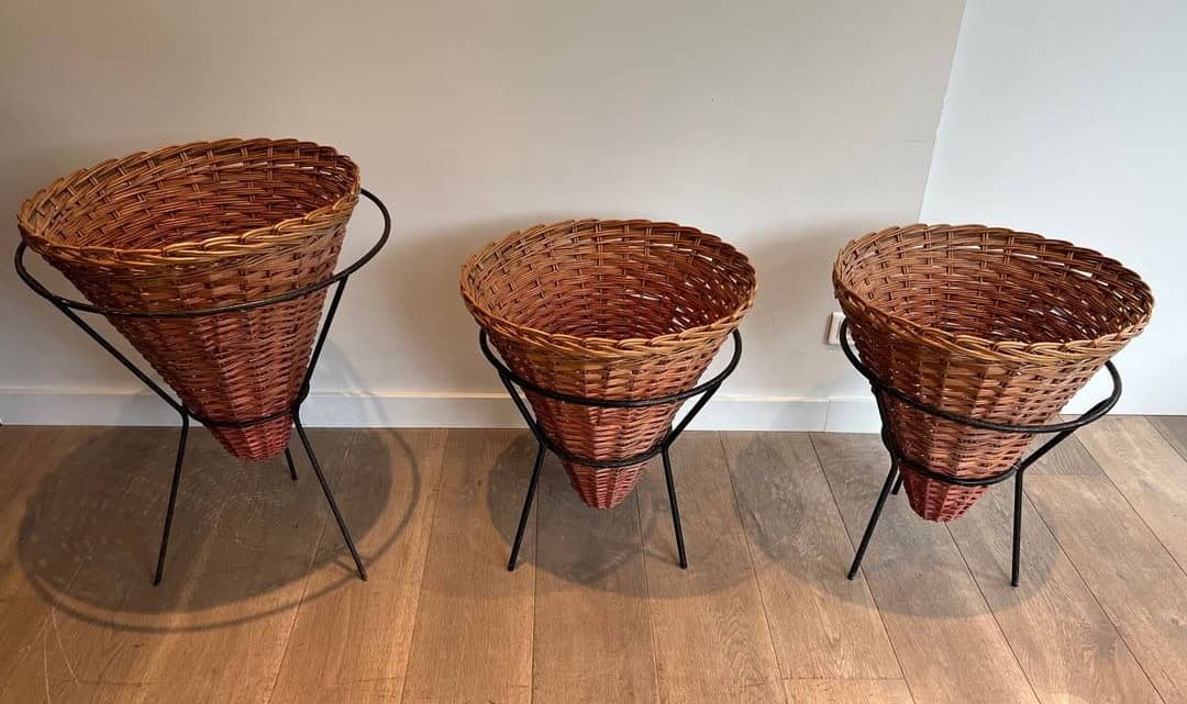 French Mid-Century Rattan Planters - View Eleven - Styylish