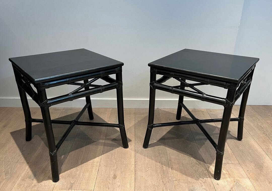 Pair of Faux Bamboo Side Tables by Gasparucci Italo, Italy, circa 1970 - Image 12