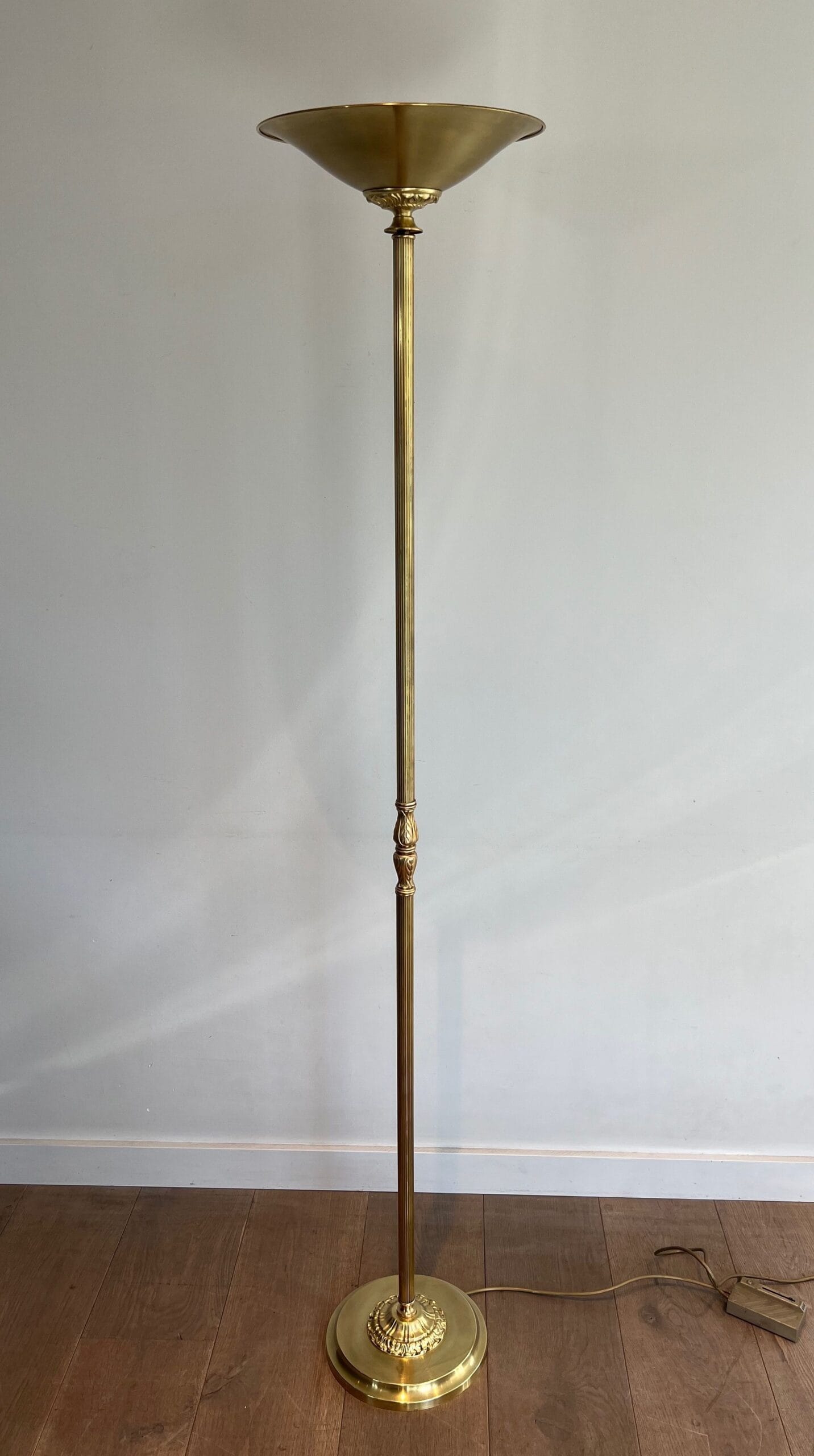 French Neoclassical Brass Floor Lamp - Alt View - Styylish