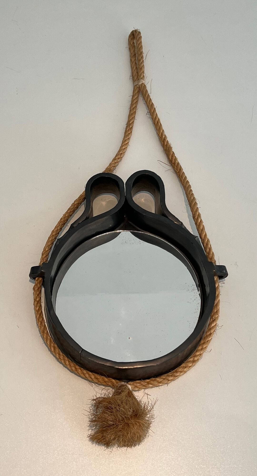 French Black Ceramic Hanging Mirror - Alt View - Styylish
