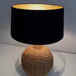 Audoux-Minet Style French Rope Table Lamp - Illuminated View Two - Styylish