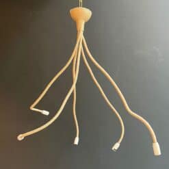 French 1970s Natural Rope Chandelier - Wide Alt View - Styylish