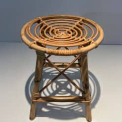 Jean Royère Style Rattan Drum Stool - Image 12