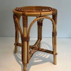 French 1940s–1950s Rattan Drum Stool - Image 12