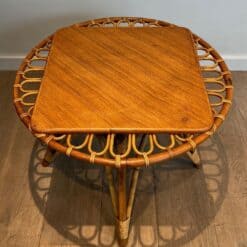 French Mid-Century Trampoline Rattan Coffee Table - Image 12