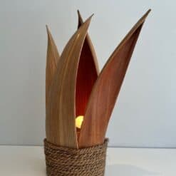 French 1970s Rattan Palm Tree Lamp - Image 12