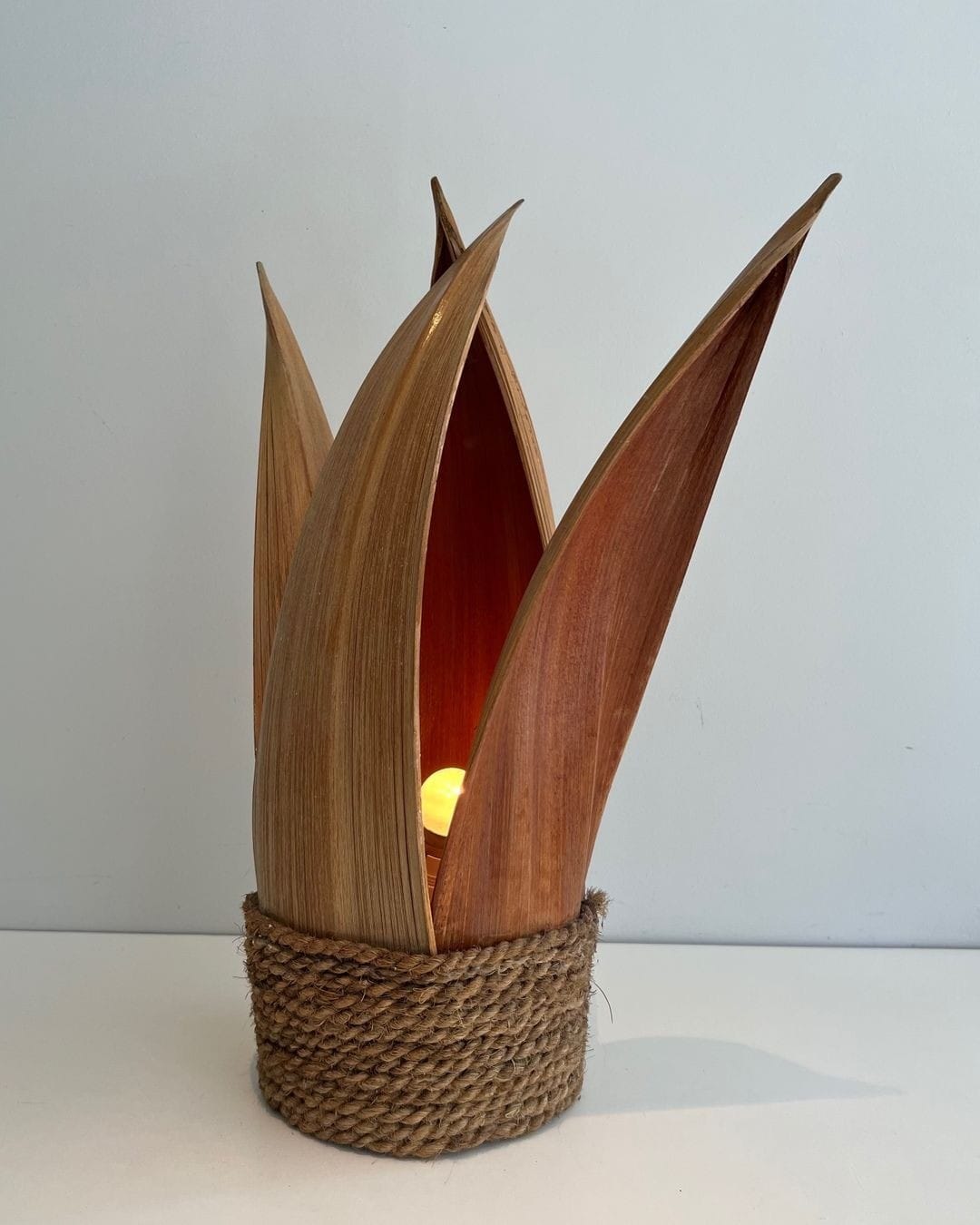French 1970s Rattan Palm Tree Lamp - Image 12