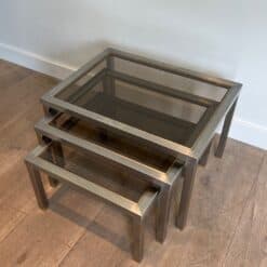 Guy Lefèvre Style Smoked Glass Nesting Tables - Image 12