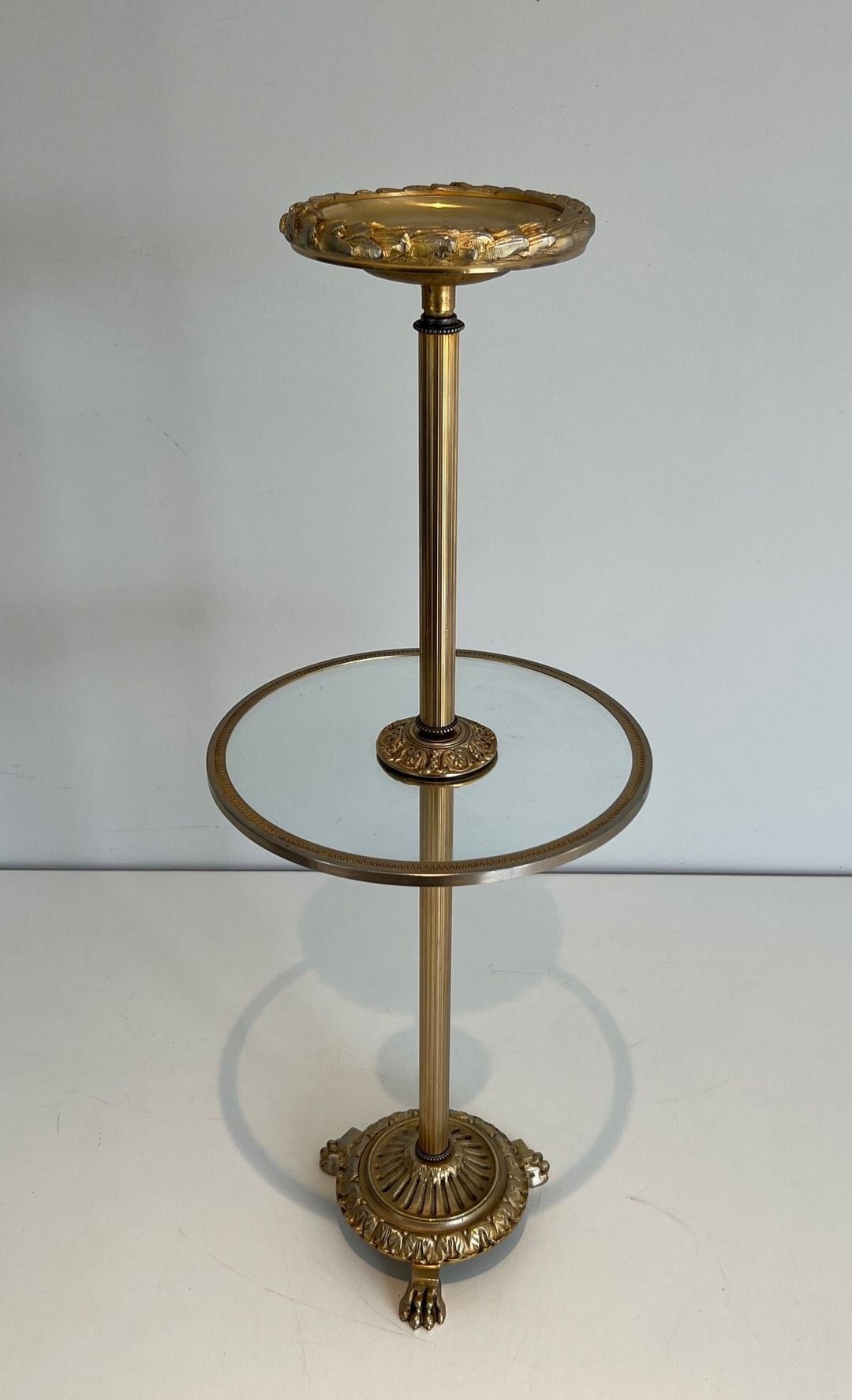 Maison Baguès Gilt Brass and Glass Standing Ashtray - Image 12