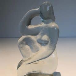 French Art Deco Style Clear Glass Female Nude Sculpture - Front View Two - Styylish