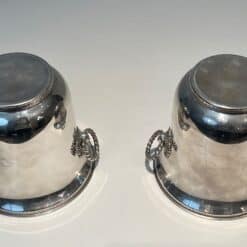 Pair of French Silver-Plated Champagne Buckets with Lion Masks - Bottom Detail - Styylish
