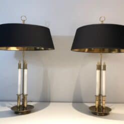 Pair of French Adjustable Table Lamps, Brass White Lacquer, Circa 1940 - Image 12