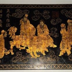 French Chinoiserie Black Lacquer and Gilt Panel - Image 12