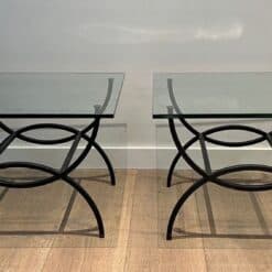 French Mid-Century Black Iron and Glass Side Tables - Image 12