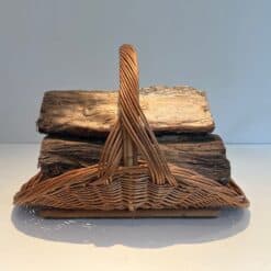 French Rattan Wicker Log Basket - Side View With Logs - Styylish