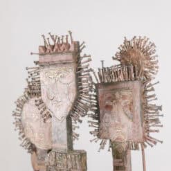 Lawrence Signed Double-Sided Carved Wood Sculpture - Top Detail Three - Styylish