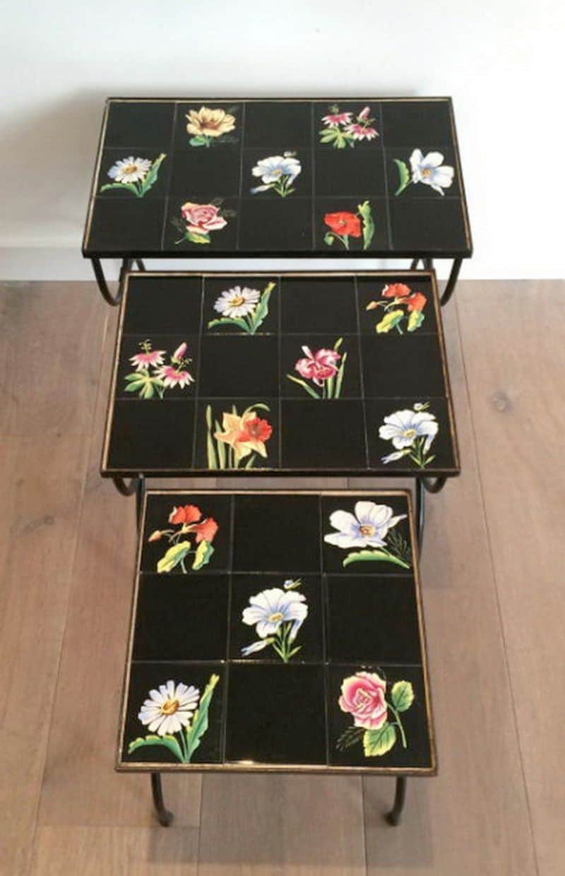 Set of Nesting Tables in Ceramic and Metal, Circa 1950 - Image 3
