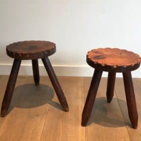 French Brutalist Pine Stools