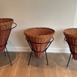 French Mid-Century Rattan Planters - View Two - Styylish