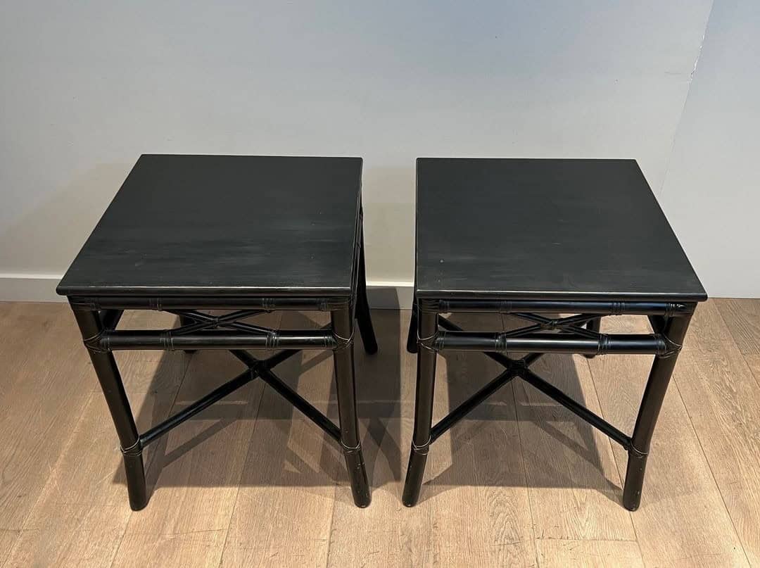 Pair of Faux Bamboo Side Tables by Gasparucci Italo, Italy, circa 1970 - Image 3