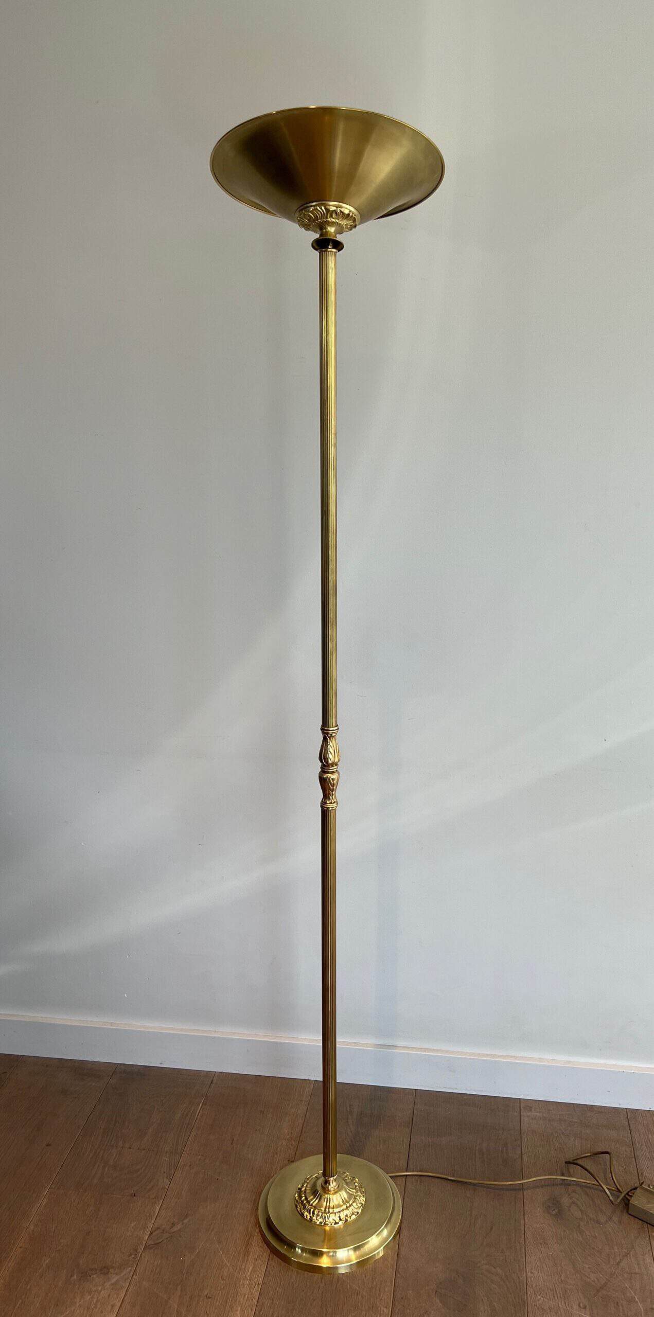 French Neoclassical Brass Floor Lamp - View Two - Styylish