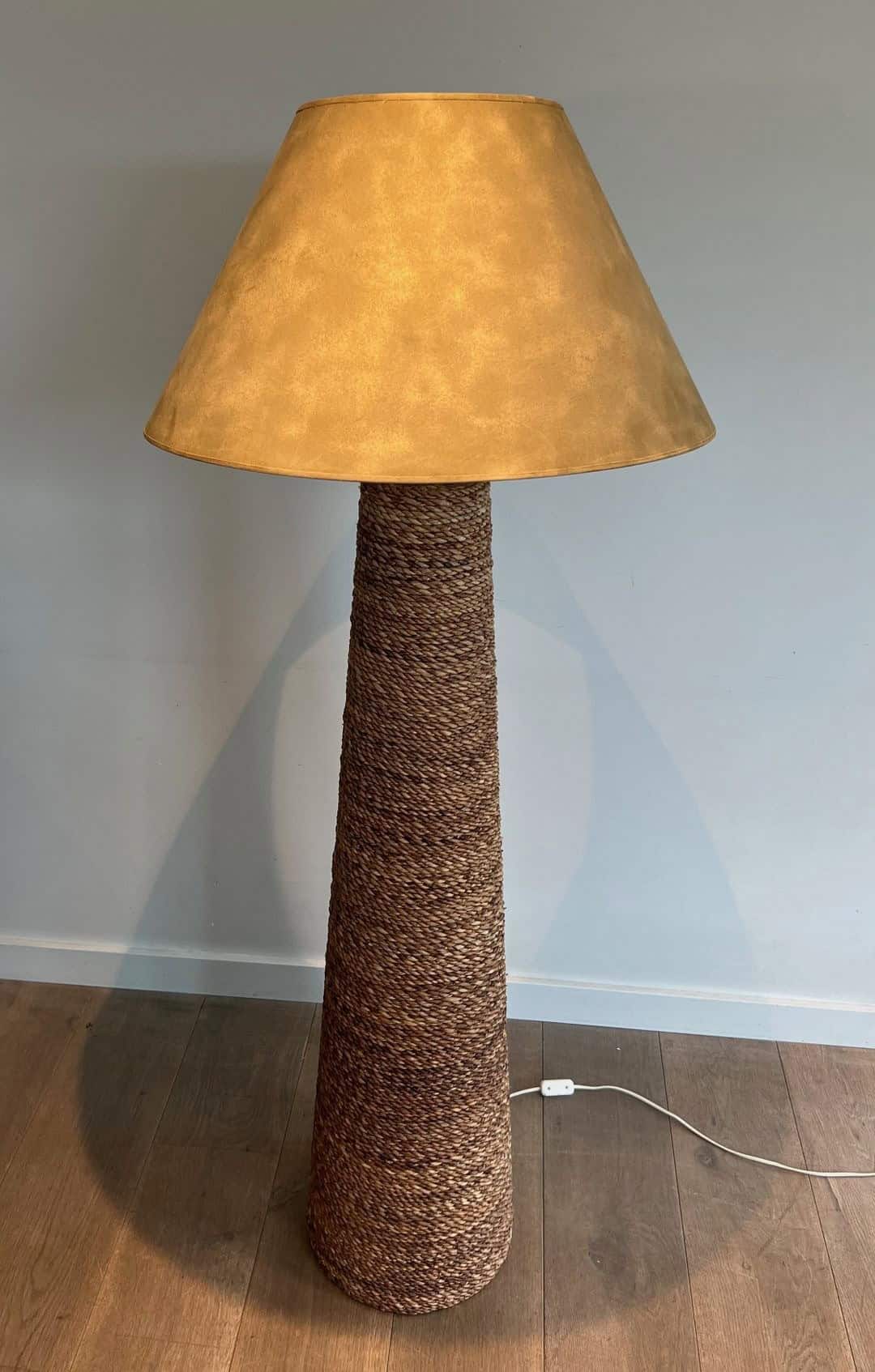 Audoux-Minet Style Rope Floor Lamp - Angled View - Styylish