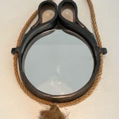 French Black Ceramic Hanging Mirror - Front Detail - Styylish