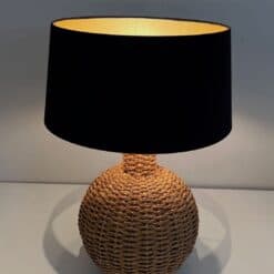 Audoux-Minet Style French Rope Table Lamp - Front View Illuminated - Styylish