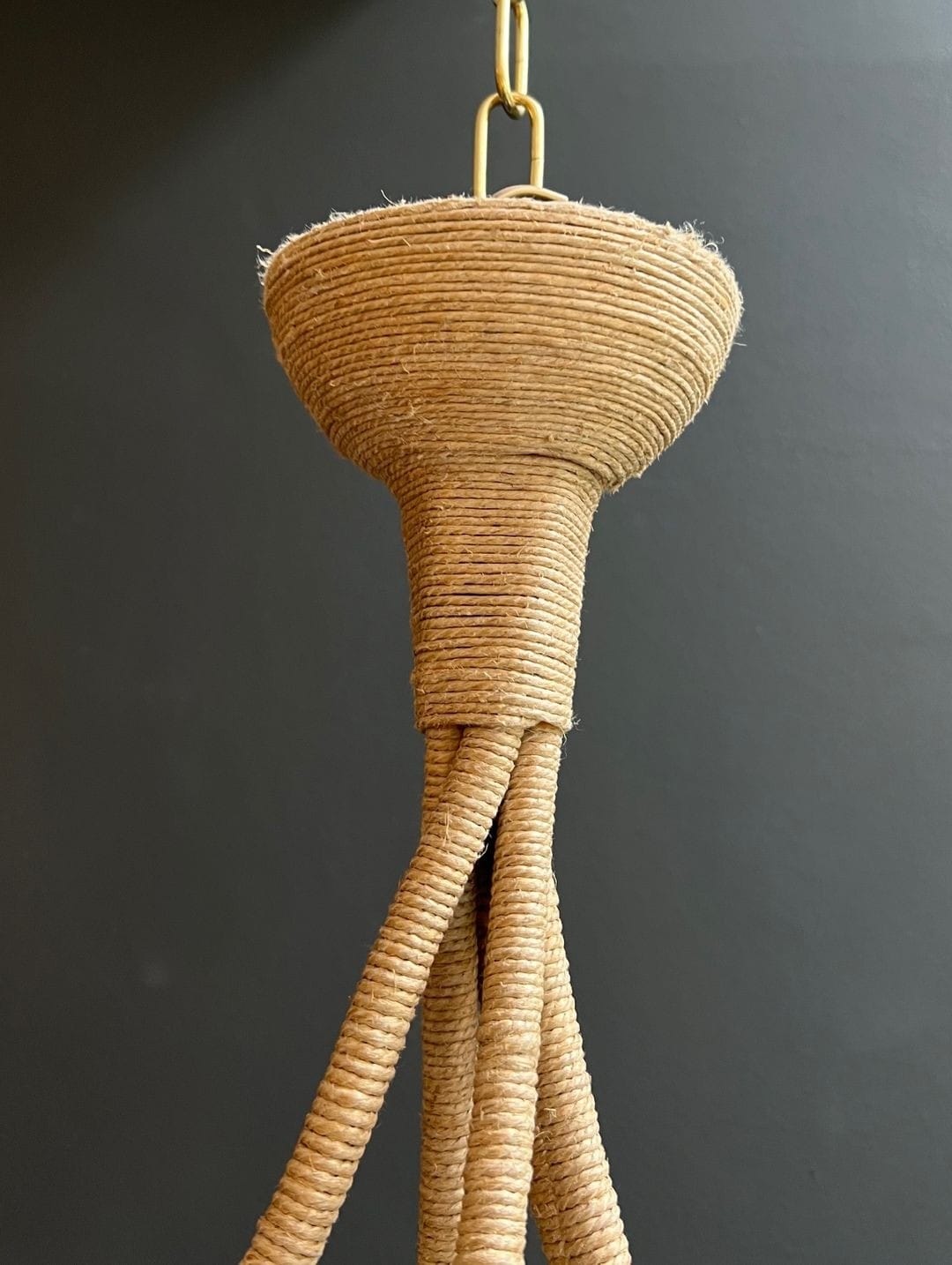 French 1970s Natural Rope Chandelier - Fixture Detail - Styylish
