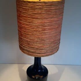 Mid-Century Blue Blown Glass Table Lamp