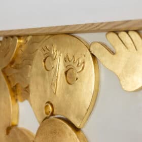 French Carved Wood Bas-Relief “I’m Swimming in Happiness”