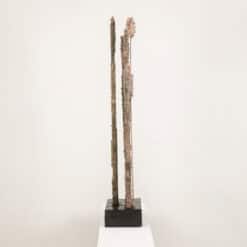 Lawrence Signed Double-Sided Carved Wood Sculpture - Side View - Styylish