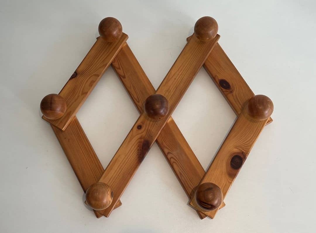 Charlotte Perriand Style Pine Accordion Coat Hanger - Front View Two - Styylish