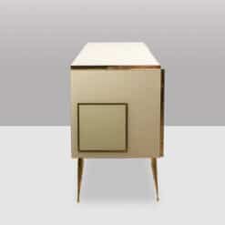 Italian Opal Glass and Gilded Bronze Sideboard - Side View - Styylish