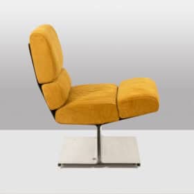 Paul Geoffroy for Uginox, Pair of brushed steel armchairs. 1970s.