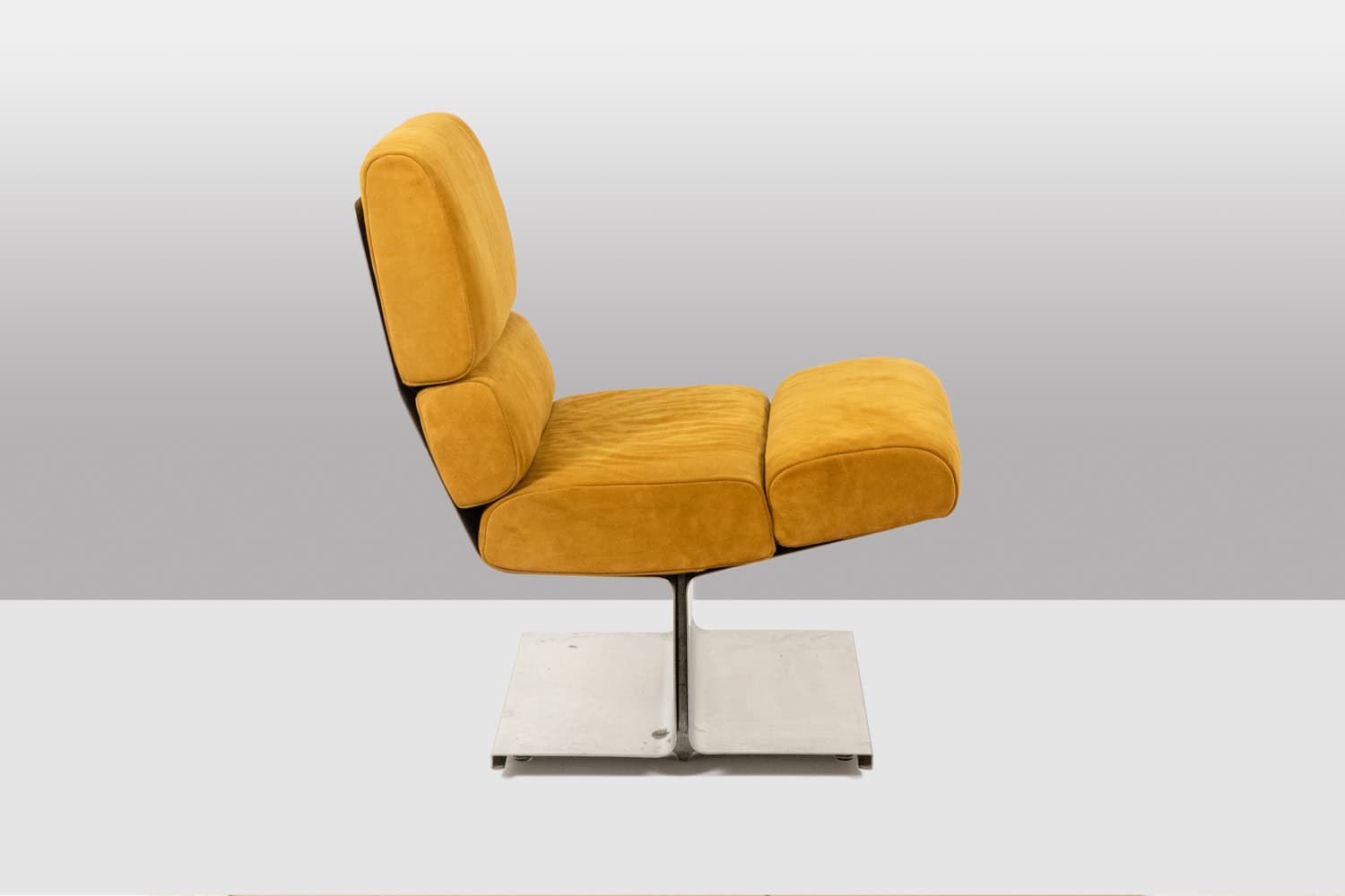 Paul Geoffroy for Uginox, Pair of brushed steel armchairs. 1970s. - Image 3