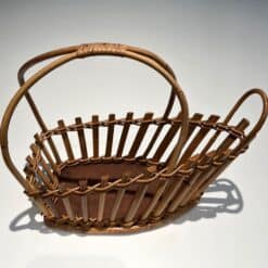 French 1970s Rattan Bottle Holder - Side View - Styylish