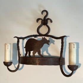 Pair of French 1950s Wrought Iron Animal Wall Lights
