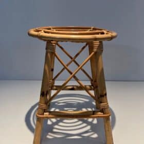 Jean Royère Style Rattan Drum Stool