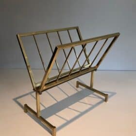 French 1970s Brass Magazine Rack