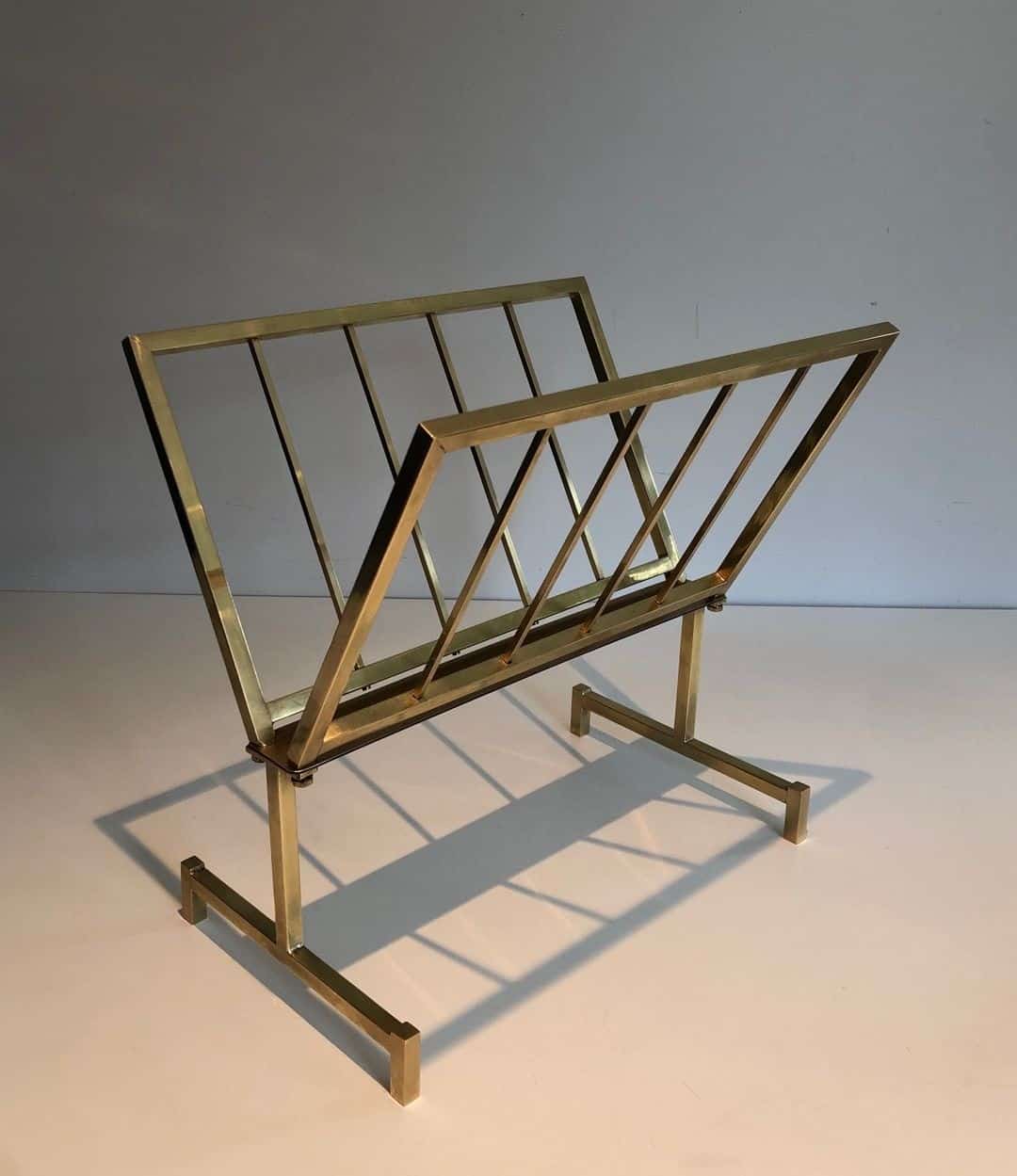 French 1970s Brass Magazine Rack - Image 3
