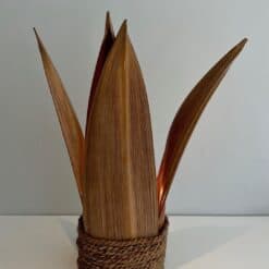 French 1970s Rattan Palm Tree Lamp - Image 3
