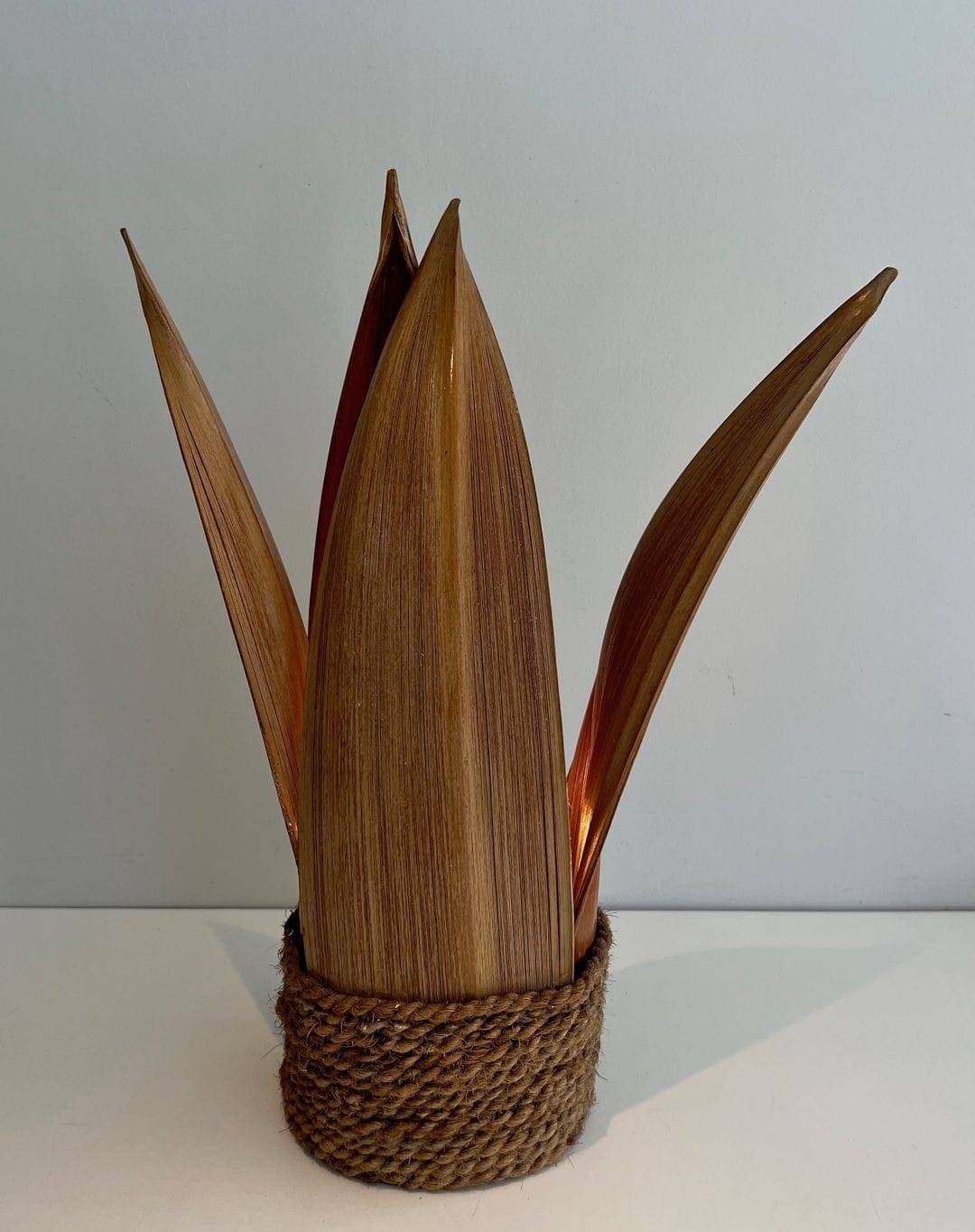 French 1970s Rattan Palm Tree Lamp - Image 3