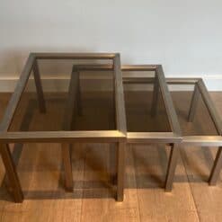 Guy Lefèvre Style Smoked Glass Nesting Tables - Image 3