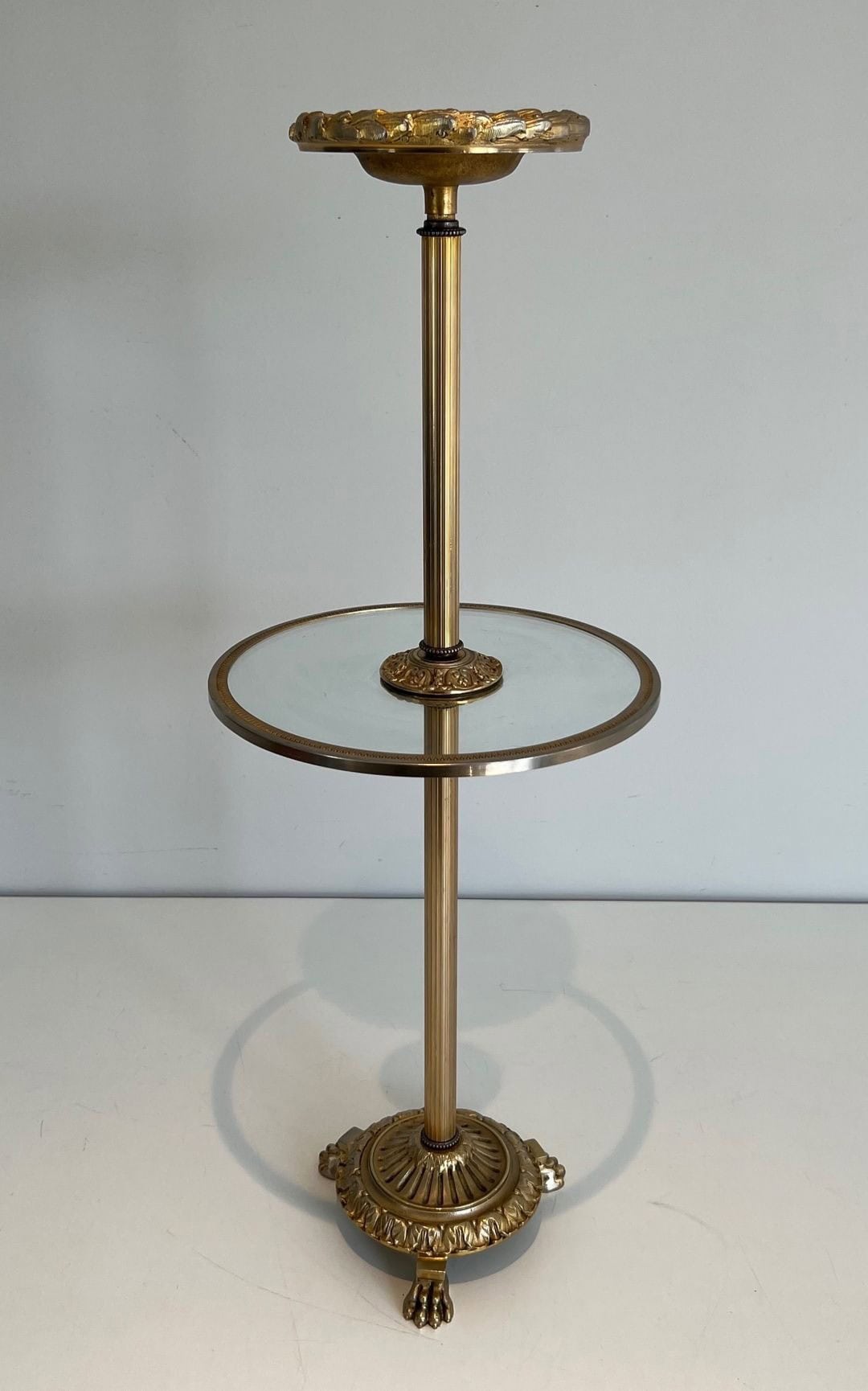 Maison Baguès Gilt Brass and Glass Standing Ashtray - Image 3
