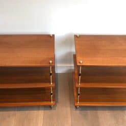 Maison Jansen Mahogany and Brass Three-Tier Side Tables - Top View -Styylish